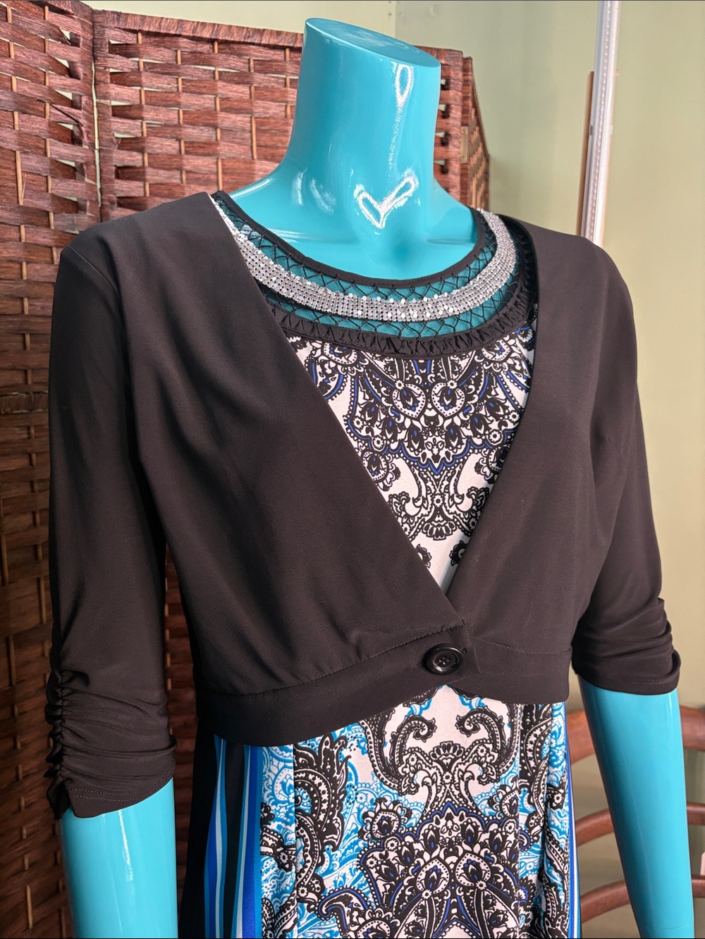 Y2K Black Shrug with Ruched Sleeves